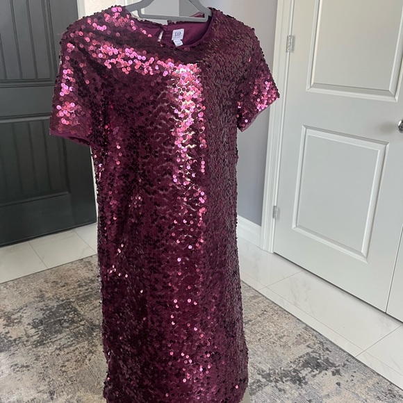 Sequined gap kids, XXL plum coloured holiday dress T-shirt style - Picture 17 of 17